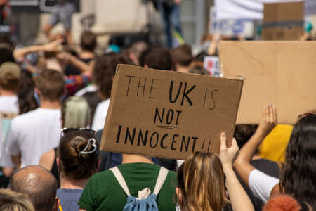 Leeds UK, 14th June 2020: Black lives matter protesters in the Leeds City Centre protesting about...