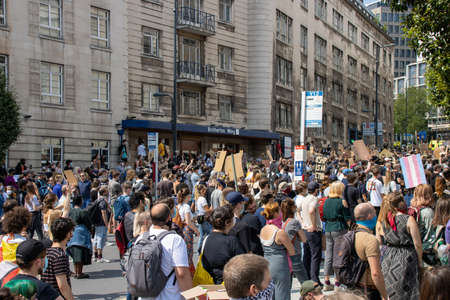 Leeds UK, 14th June 2020: Black lives matter protesters in the Leeds City Centre protesting about Black lives holding signs outside the Leeds General Infirmary Brotherton Wingのeditorial素材