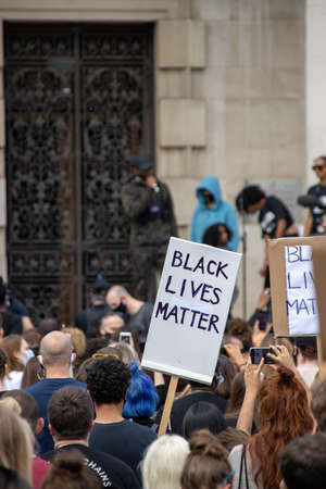 Leeds UK, 14th June 2020: Black lives matter protesters in the Leeds City Centre protesting about...