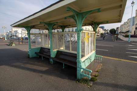 Brighton and Hove UK, 10th July 2019: An old rundown bus stopのeditorial素材