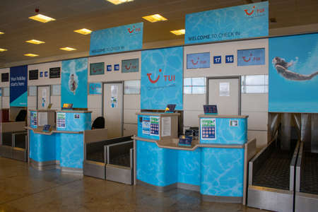 Doncaster UK, 18th August 2019: The Doncaster Sheffield Robin Hood international airport, inside the check-in. area on the main terminal.のeditorial素材