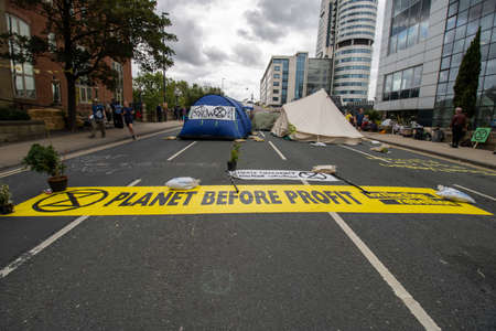 Leeds UK, 18th July 2019: The Extinction Rebellion Protest located in the Leeds City Centre on...
