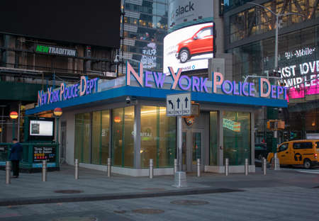 New York USA, 8th April 2019: New York City NYPD Police station in Time Square New York City.のeditorial素材