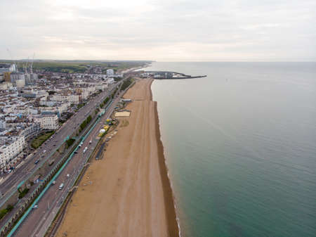 Aerial photo of the Brighton Marina and coastal area located in the south coast of England UK that is part of the City of Brighton and Hove, taken on a bright sunny dayのeditorial素材
