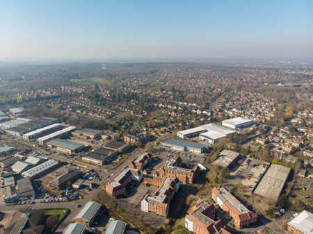 Aerial photo of the UK town of Wokingham. Wokingham is a historic market town in Berkshire, England west of Londonのeditorial素材