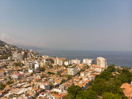 Aerial photos of the beautiful town of Puerto Vallarta in Mexico, the town is on the Pacific coast in the state known as Jaliscoのeditorial素材