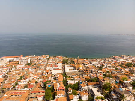 Aerial photos of the beautiful town of Puerto Vallarta in Mexico, the town is on the Pacific coast in the state known as Jaliscoのeditorial素材