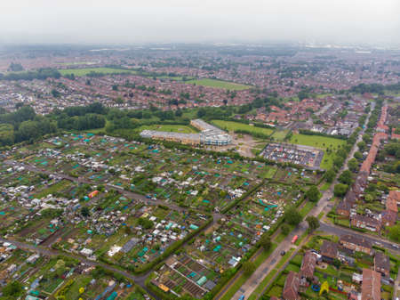 Aerial photo of the UK town of Middlesbrough a large post-industrial town on the south bank of the River Tees in the county of North Yorkshire, Englandのeditorial素材