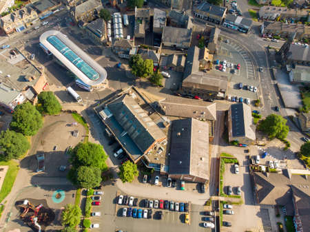 Aerial photo of the Leeds town of Pudsey in West Yorkshire, England showing typical British streets...