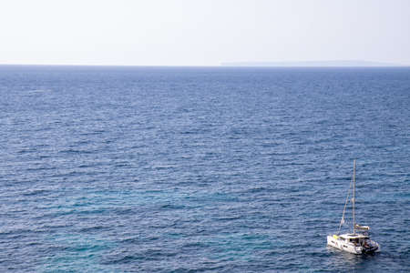 A boat in the ocean in the Spanish Island of Ibiza