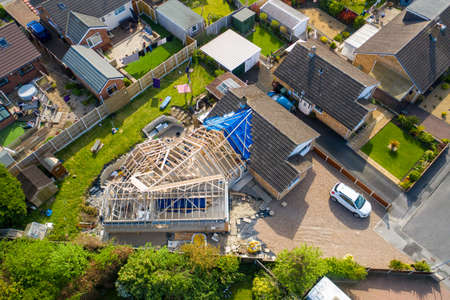 Aerial photo of a typical british housing esate in the Village of Kippax in Leeds West Yorkshire,...