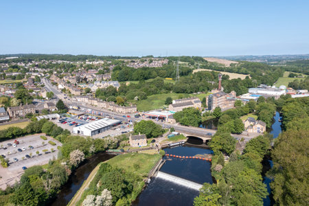Aerial drone photo of the village of Kirkheaton, Huddersfield in the Kirklees district in the county...