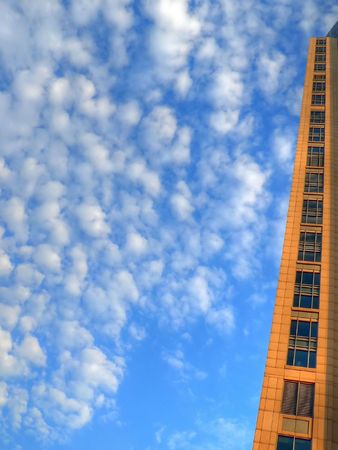 Close up of a skyscraper in warsawの写真素材