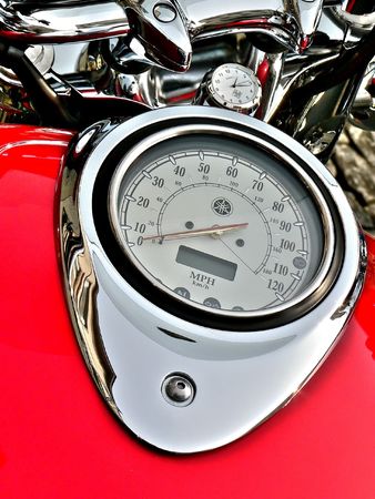 close up of an red motorbike dashboardの写真素材