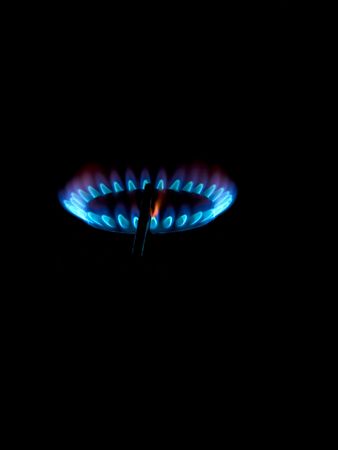 Gas burner flames side view 