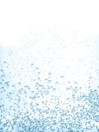 Macro of blue air bubbles coming from fizzing tablets