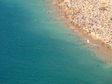 Concha bay shore  in San Sebastian Spainの写真素材