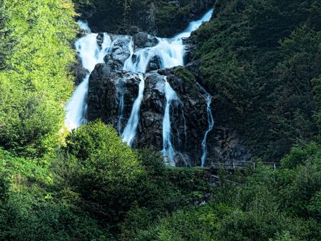 The Lutour cascade Cauterets ski resort in the Franch  Pyrenees