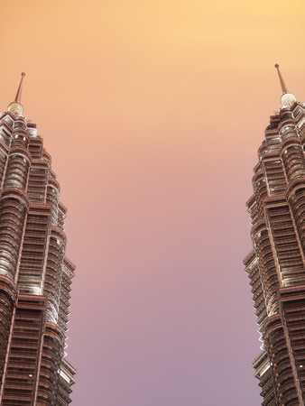 Beautiful view of the twin towers in Kuala Lumpur at sunsetのeditorial素材