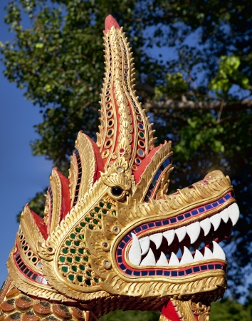 Dragon head in a temple in Chiang Maiの写真素材