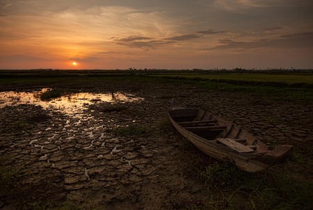 Sunset in the countryside near Siem Reap Cambodiaの写真素材