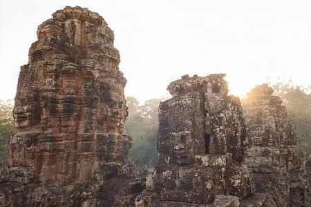 Bayon temple in the evening in Siem Reap Cambodiaの写真素材