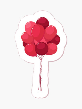 Vector sticker of red balloons isolated on white backgroundのイラスト素材