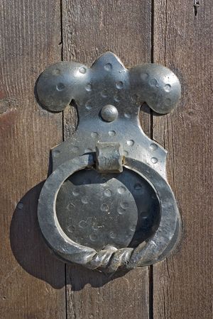 an old iron door handle close up.