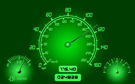 Computer generated  instrument panel with dials needles and gauges. 