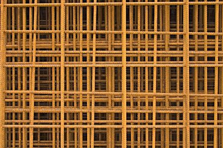 rusty grid of steel rebar for reinforced concrete.