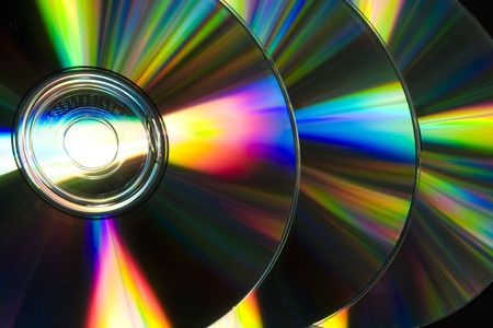 Compact discs raw reflecting ray of colorの写真素材