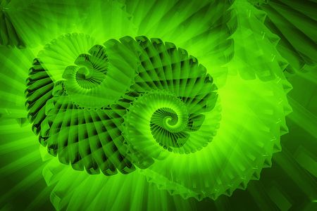 Abstract background fractal swirls in green.の写真素材