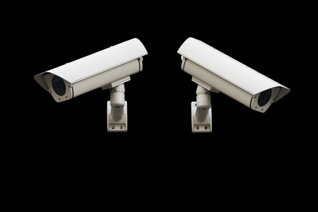 Two security cams on the black background. の写真素材