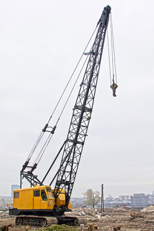 Crane truck on the construction site.の写真素材