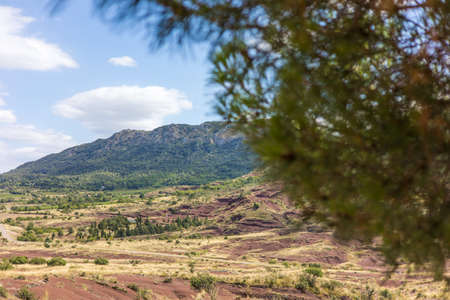 View of Mont Liausson from Lac du Salagou (Occitanie, France)の写真素材