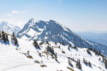 View of the mountain of the Grande Moucherolle in the Vercors massif (IsÃ¨re, France)の写真素材