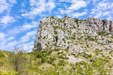 View of the Massif de la SÃ©ranne from the Gorges de BuÃ¨ges (Occitanie, France)の写真素材