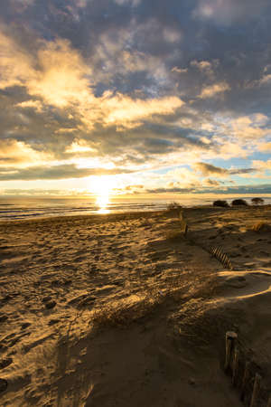 Sunset over Espiguette Beach (Occitanie, France)の写真素材