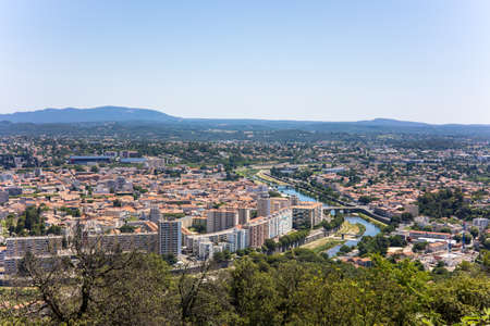 Sunny view of the city of AlÃ¨s from Notre-Dame-des-Mines (Occitanie, France)の写真素材