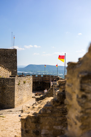 View of the walls of the Fortress of Mornas (Provence-Alpes-CÃ´te DÂ´Azur, France)のeditorial素材