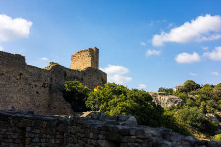 View of the walls of the Fortress of Mornas (Provence-Alpes-CÃ´te DÂ´Azur, France)のeditorial素材