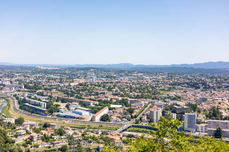Sunny view of the city of AlÃ¨s from Notre-Dame-des-Mines (Occitanie, France)のeditorial素材