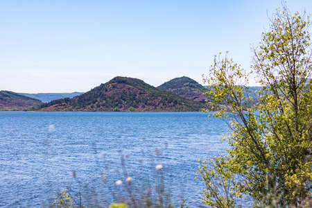 Panoramic view of the lake and the mountains in the background