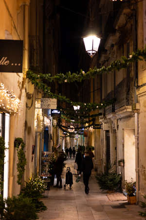 2021-12-03 Christmas illumination in the alleys of the historic center of Montpellier (Occitanie, France)のeditorial素材