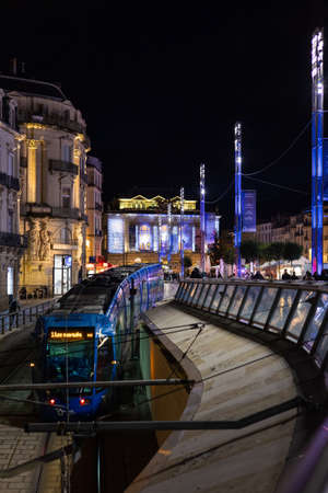2021-12-03 Christmas illumination of the Place de la ComÃ©die in Montpellier (Occitanie, France)のeditorial素材