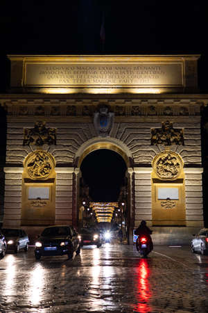 2021-12-03 Christmas illumination of Rue Foch in Montpellier from the triumphal arch (Occitanie,...