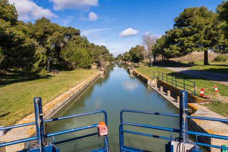 View of the lock of the river in the port of Algarve, Portugal