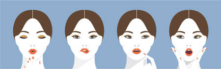 Expression of the woman. various women poses set.のイラスト素材