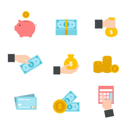 Money Flat icon set for Web and Mobile Application. Finance icons.のイラスト素材