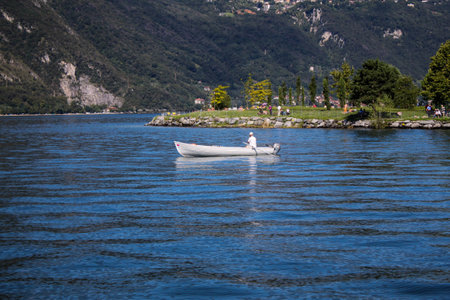 Fishing on Lake Comoの写真素材